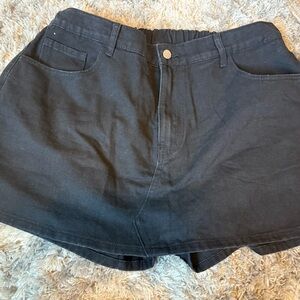 Black Denim Mini Skort
